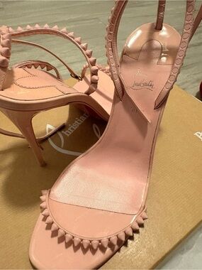 Christian Louboutin Pink Studded Leather High Heel Sandals